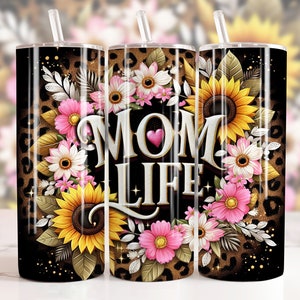 Mom Life 20 oz Skinny Tumbler Sublimation Design, Mother&#39;s Day Tumbler Wrap, Mom Tumbler Wrap, Mama Tumbler Wrap Png, Digital Download
