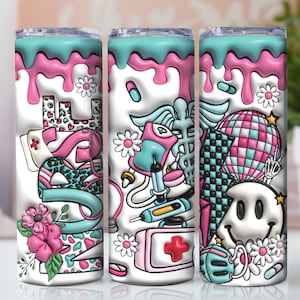 3D Inflated Nurse Tumbler, Daily Nurse Tumbler, Nurse ICU, Nurse Life Tumbler, 3D Tumbler, Full Tumbler Wrap, Gift for nurse, Png download