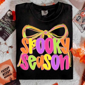Spooky Season Png, Preppy Halloween Coquette Bow Png, Neon Halloween Brushstroke Sublimation, Girly Spooky Cute Ghost Png, Spooky Mama Png