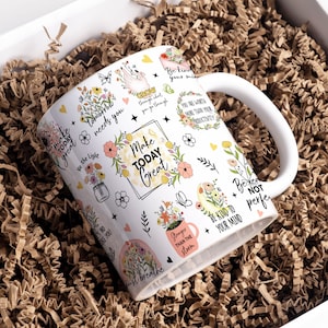 Affirmations Coffee Mug Wrap PNG, Mug Sublimation Designs, 11 oz Mug Wrap, 15 oz Mug Wrap, Digital Download, Mug Template for Sublimation