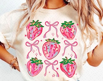 Boho Strawberry Coquette PNG, Summer Strawberry Png, Preppy Strawberries Png, Strawberry Festival, Floral Strawberry Png, Retro Summer Png