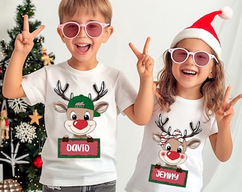 Reindeer Girl Boy Toddler Kid Custom Name, Christmas Kid Toddler Png Design, Christmas Png, Christmas Kid Png Design, Christmas Sublimation