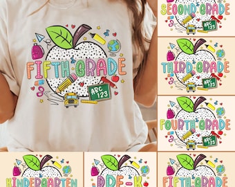 Retro Back to School Bundle, Kindergarten, Erster Schultag, Dalmatiner Punkte, Retro PNG Erste / Zweite / Dritte Klasse Design, Schul Bundle Png