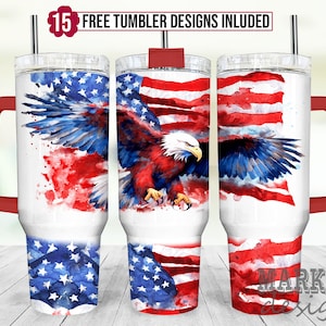 Patriotic Eagle 40oz Quencher Tumbler Wrap, american flag tumbler png, Seamless PNG Tumbler Design, Sublimation Designs Downloads