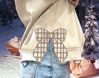 Cozy Christmas Bow Appliqué Embroidery Design 3 Sizes, Satin Stitch Machine Embroidery Design,Bow Embroidery Design,Coquette Christmas Bow