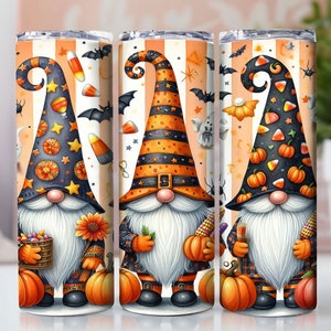 Halloween Gnomes Tumbler Wrap, 20 oz Skinny Tumbler Sublimation Design, Spooky Gnomes Tumbler, Halloween Tumbler Wrap, Digital Download