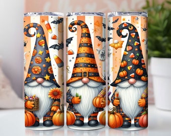 Tumbler wrap Halloween-kabouters, 20 oz mager sublimatie-ontwerp beker, Spooky Gnomes-beker, wrap Halloween Tumbler, digitale download