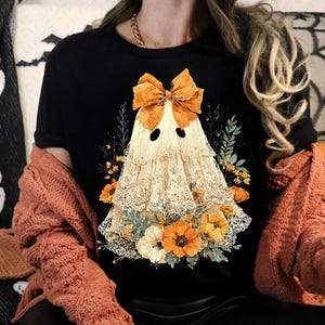 Halloween fall Ghost lace Png, girly Pink Pumpkin Png, bow Floral Fall Png, Halloween Png, Autumn Vibes Png, Spooky Season Png popular now