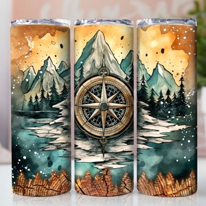 Outdoor tumbler wrap featuring adventure and nature themes. Perfect for camping enthusiasts. High-quality sublimation design for 20 oz tumblers. Vibrant, detailed graphics. Digital download for outdoorsy designs