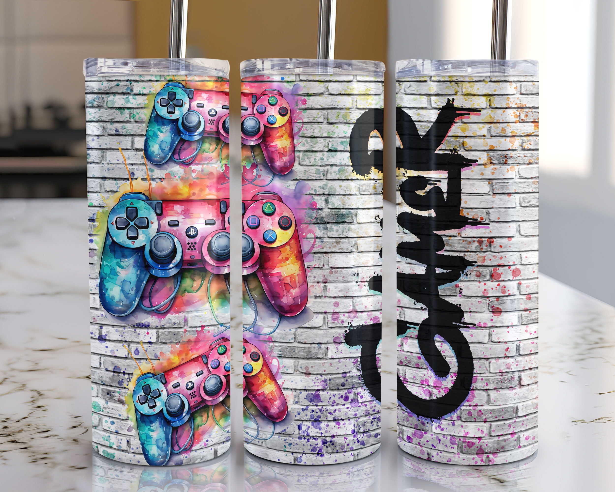 Gamer 20 Oz Skinny Tumbler Sublimation Design Digital Download PNG ...