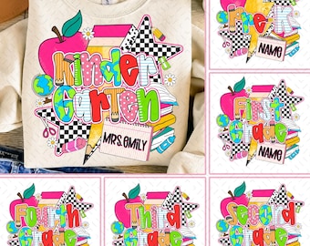 Preppy Back To School Bundle, Kindergarten, First Day Of School, Kindergarten Pre-k 1st 2nd 3rd Grade Png, Back To School PNG