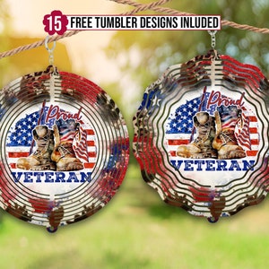 Proud Veteran Wind Spinner Sublimation Design, Veterans Day WindSpinner PNG for Sublimation, Digital Download, Proud 10inch Wind spinner
