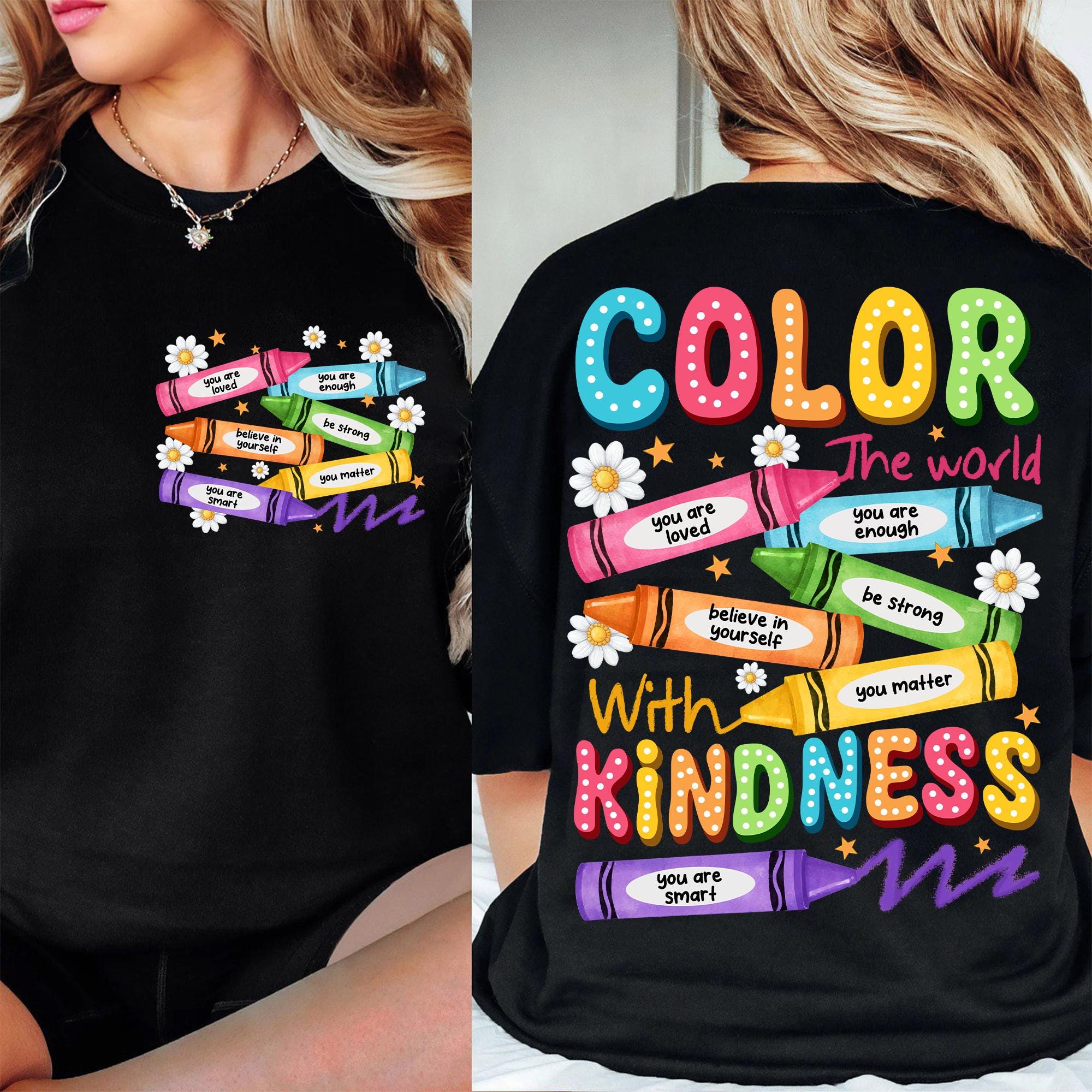 Color the world with kindness crayons png sublimation design download, colorful crayons png, back to school png, sublimate designs download