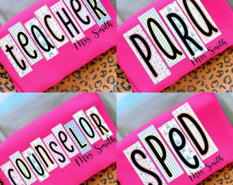 School Occupation PNG Bundle, Back to School Teacher Sped Para Counselor, Preppy First Day of School Daisy Floral Girly Png, Drawn