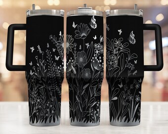 Wildflower Tumbler Wrap Laser SVG, Engraved Tumbler, 40oz Tumbler Full Wrap Laser SVG, Laser Engraved SVG, Instant Download, Laser Svg