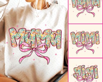 Spring Floral Png, Retro Mama Floral Glitter Bundle PNG, Preppy Mama png, Mama Flowers, Mothers Day Png, Coquette Bow png, Christian Mom png