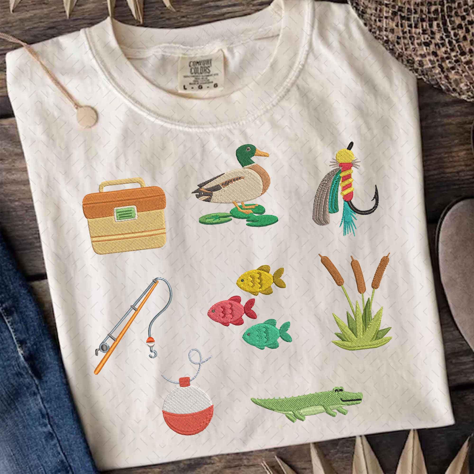 Mini Embiodery Set Boys Outdoor Mini Embroidery Set – 8 Fishing Designs, Southern Preppy ...