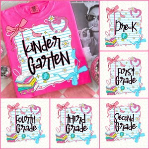 Back to School Bundle PNG, Preppy Teacher First Day of School Shirt Design, Girly Coquette Sublimation, Pink Bow Pre-k 1st/2nd/3rd/4th Grade