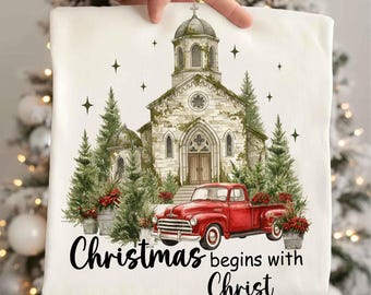 Christian Christmas PNG Christmas Faith Png Sublimation Jesus Christmas Digital Download Vintage Holiday Chapel Png Retro Christmas Png