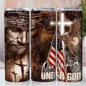 One Nation Under God American Eagle US Flagge 20 Unzen Becher Sublimation Wrap, Christian 4th Of Juli Becher PNG, Becher Geschenk, digitaler Download