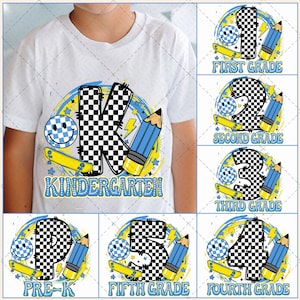 Back to School For Boys Bundle, Kindergarten, Pre K PNG, First Day Of School, School Png, Retro PNG, First/ Second/ Third Grade Design
