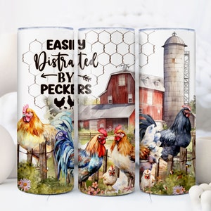 Funny Chicken 20oz Skinny Tumbler Wrap, Sublimation Design, Digital Download PNG, Farm Life Tumbler Wrap PNG, Chicken Lover PNG