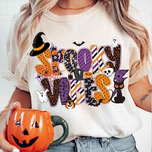 Spooky Vibes png, Halloween png, Halloween Sublimation Design, Retro Halloween Png, Halloween Shirt, Spooky Season png, Halloween Ghost