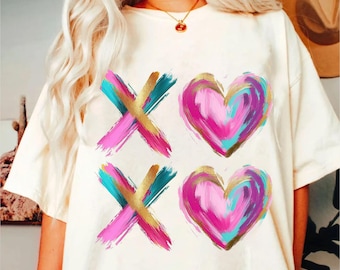 Valentines Day Heart Brushstroke XOXO Valentine's day Png, Retro Valentine Png, Valentines day png, Love Png, Valentine Shirt Design