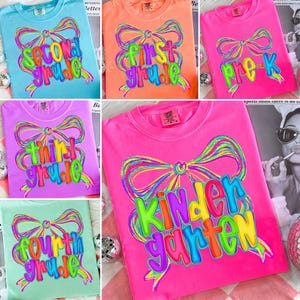 Back to School Bundle PNG, Preppy Teacher First Day of School Shirt Design, Colorful Coquette Sublimation, Pre-k 1st/2nd/3rd/4th Grade