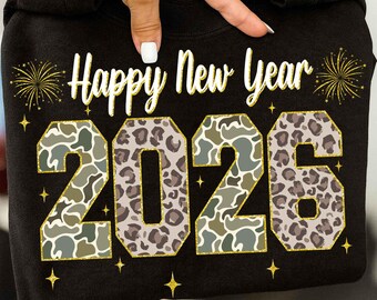 Camo 2026 Happy New Year PNG, 2026 Camouflage, Old Camouflage 2026, Happy New Year, Retro 2026 Happy New Year Sublimation Design Png
