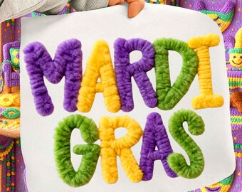 Latch Hook Mardi Gras, Mardi Gras Faux Yran Png, Mardi Gras Varsity Png, Louisiana Png, Fleur de lis Png, Mardi Gras Shirt png, Trendy Png