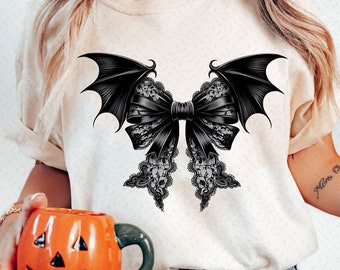 Halloween Bat Gothic Coquette Bow png, Retro Halloween png, trending png, Gothic png, Black Bow png, soft girl png, Gothic png, Bat png