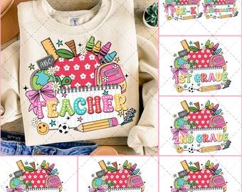 Retro Back to School Png Bundle, Team Grade Png, Retro Teacher png, Bright Dalmatian Dots, Dream Team, Kindergarten 1st/2nd/3rd Grade