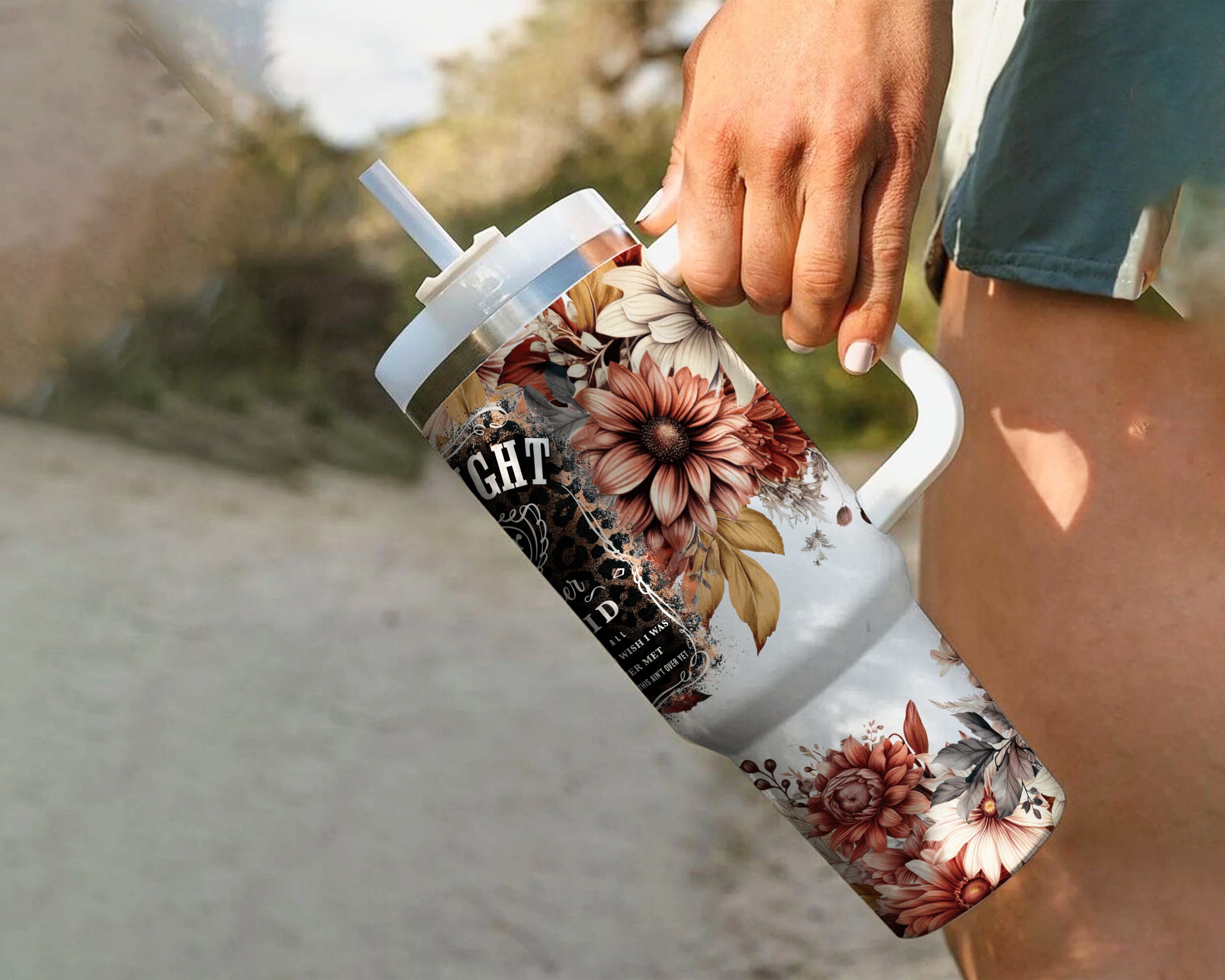 Liquor Talk Boho Floral 40oz Quencher Tumbler Wrap/ PNG Tumbler Design ...