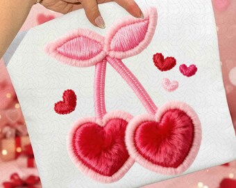 Vday cerise PNG, conception de la Saint-Valentin faux fil mignon cerise, floue cerise PNG, PNG de la Saint-Valentin rétro, art tendance la Saint-Valentin, amusant Saint-Valentin Png