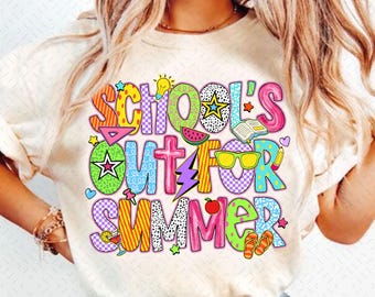 School's Out for Summer Png, Last day of School Png, Preppy Summer Teacher School, Teacher Appreciation Png, School png, Kids summer break