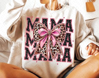 Glitter Leopard Mama Coquette PNG, Cheetah Bow Mom Life Sublimation, Preppy Mama Png, Trendy Mama Design, Coquette Mama Bow Png