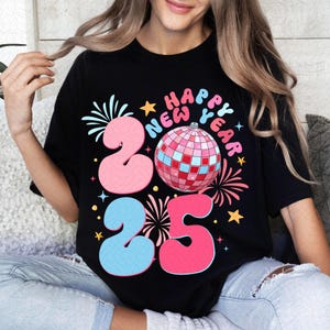 Happy New Year PNG Sublimation Digital Design Download, disco ball png, new years eve png, cheers png, 2025 png, party png, kids png designs