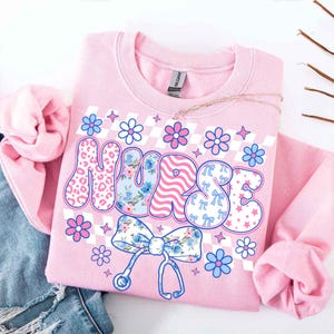 Preppy Checkered Nurse Blue Floral PNG, Preppy Nurse Shirt Png Design, Nurse Life Png, Nicu RN CNA png, Everyday Png, Stethoscope Png