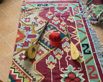 Unique Albania Rug with 2 çiftelia and a hat