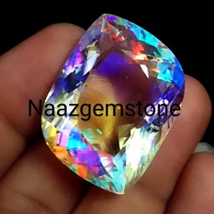 AAA quality aura mystic Rainbow Quartz faceted fensy Shep approx waiting 55ct loose gemstone mystic Rainbow Quartz..1pecs