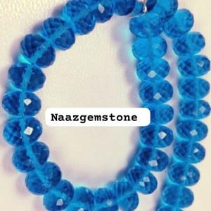 Peacock Blue Quartz Faceted Rondelle Beads - 8 Inch Strand