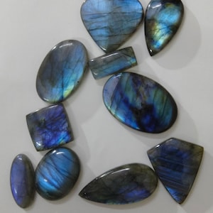 100.Natural lebradolite mix Cabochon beautiful blue lebradolite smooth Cabochon mix 10pics set approx wait 550ct meking jewellery beeds