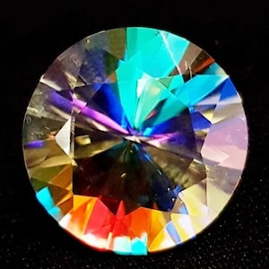 Rainbow Quartz , Fire Rainbow Quartz Faceted Round Cut 15mm , Rainbow Quartz faceted Round beeds Loose Gemstone, Mystic Quartz  Lot 4pics