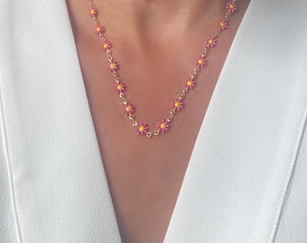 Bloemenketting / roze bloemenketting voor vrouwen / cadeauketting
