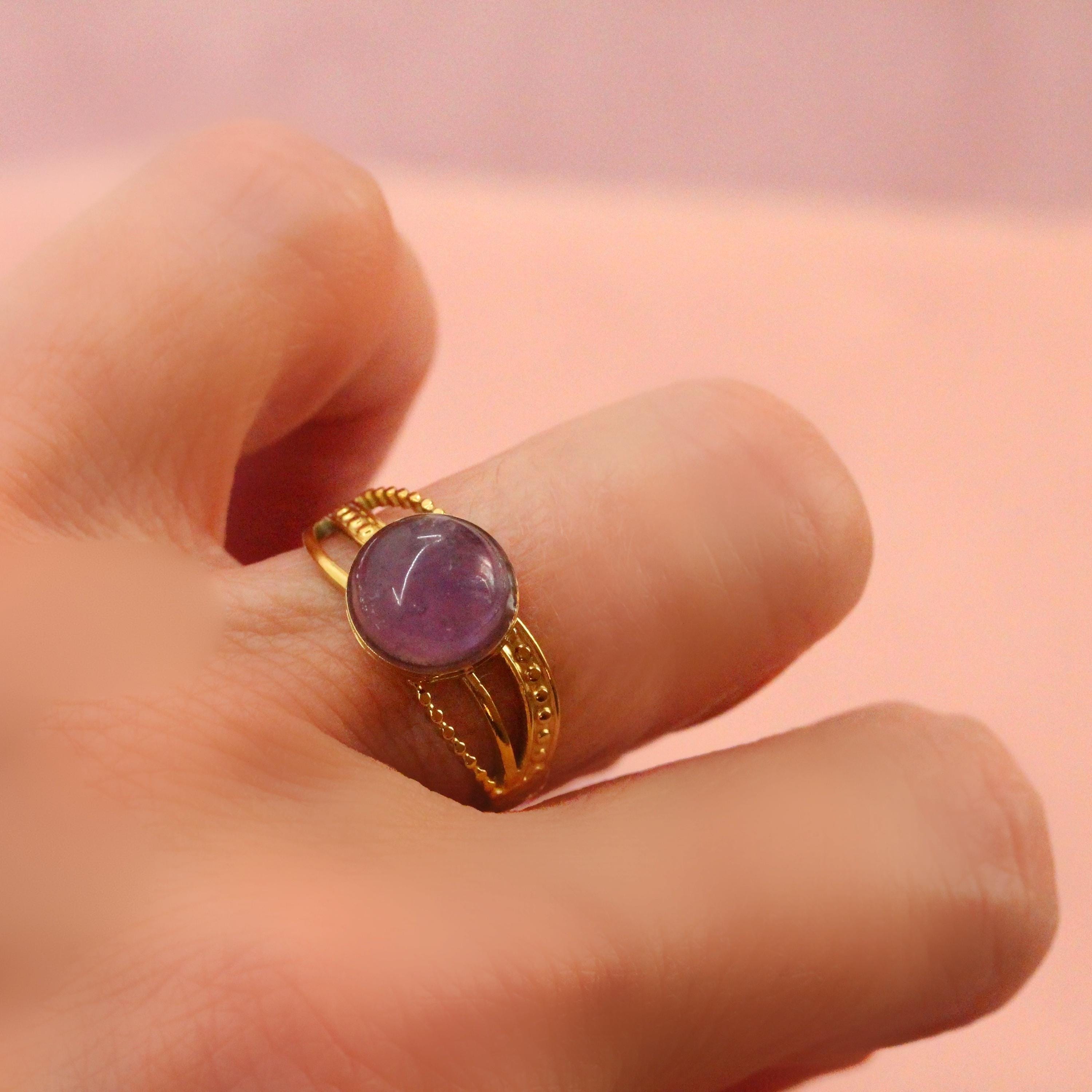 Bague Fantaisie Imposante En Forme De Fleur Mauve - Alliage Métal - Neuf Sans Emballage