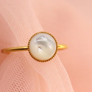 Mother-of-pearl ring / thin mother-of-pearl ring / women&#39;s ring gilded with fine mother-of-pearl gold / adjustable mother-of-pearl ring