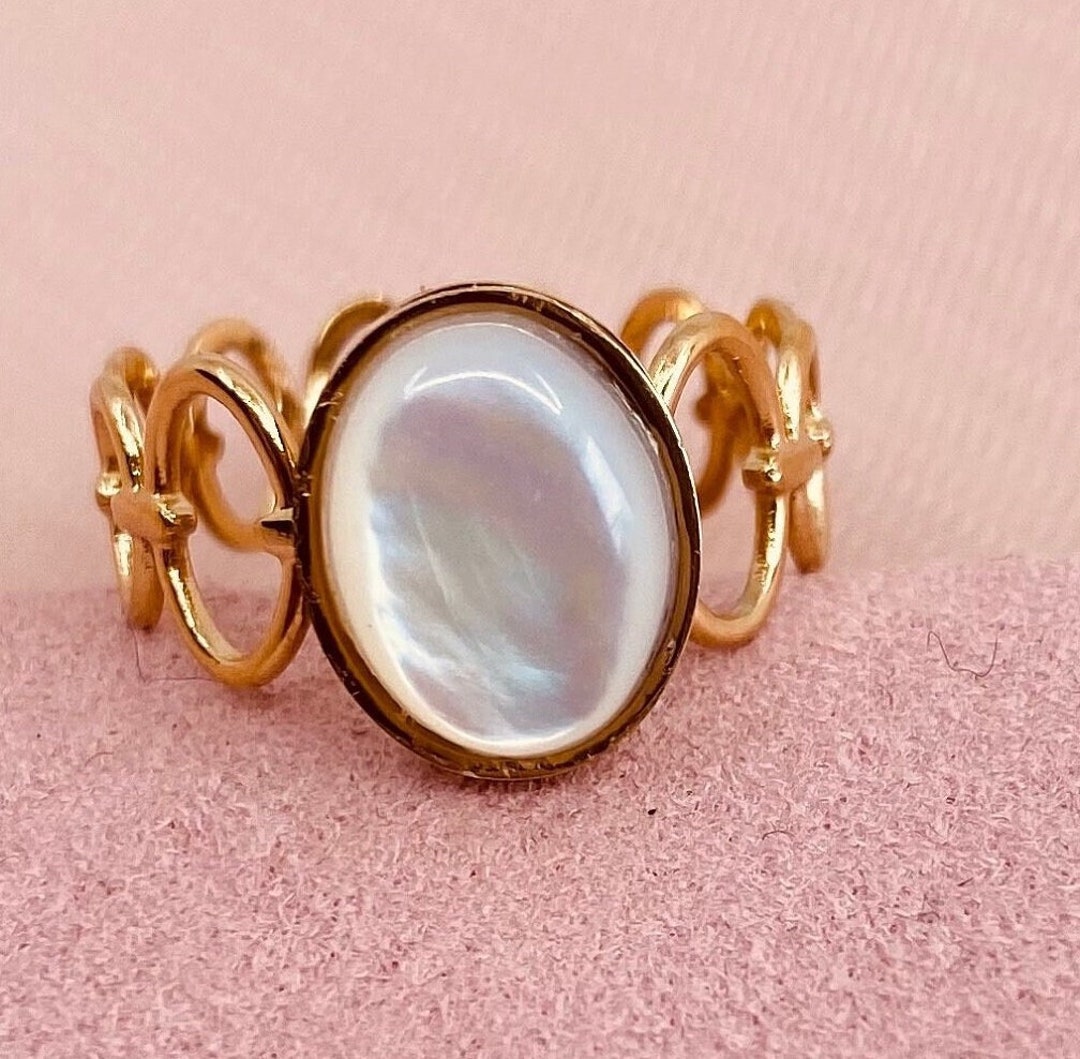 Bague en Argent 925 avec Nacre Blanche - Oceana