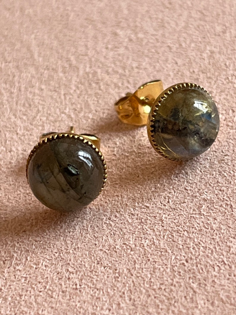 Lise labradorite earrings / labradorite ear studs / Lise labradorite natural stone earrings image 3