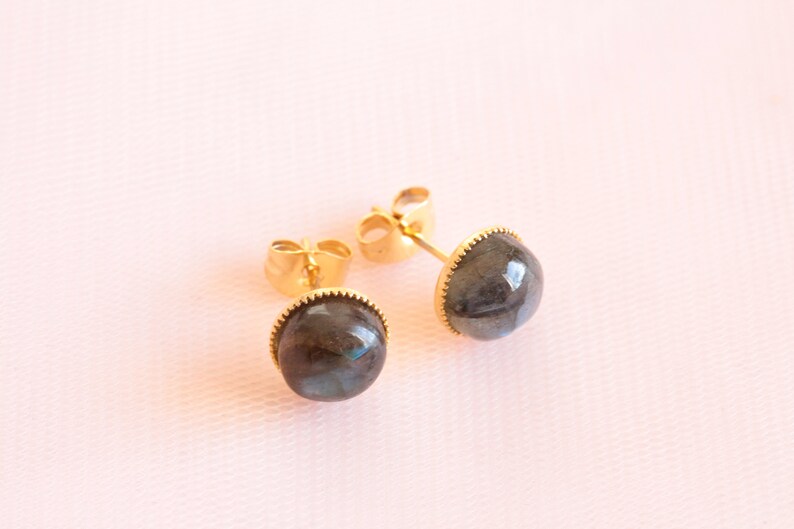 Lise labradorite earrings / labradorite ear studs / Lise labradorite natural stone earrings image 5